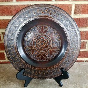 Decorative Folk Art Wooden Plate 13” D Hand Made in Poland